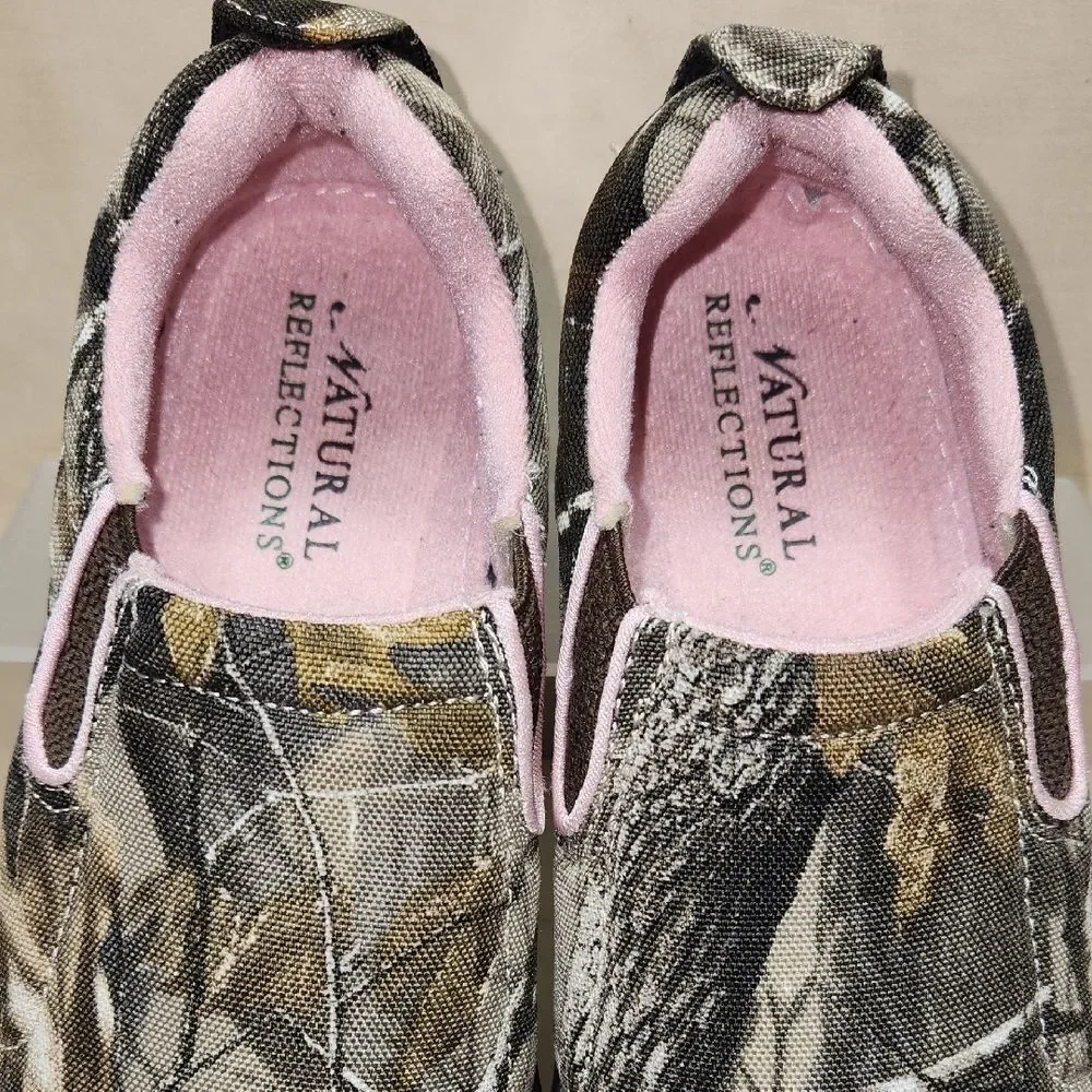 Natural Reflections Camouflage Pink Slip-On Flats Women’s Size 6.5 Fabric Upper